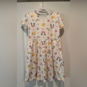 Kids' Sun & Rainbow Print Dress - White / Yellow